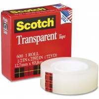 Scotch® Transparent Tape in Box 600. 3/4 x 36 yd (19mm x 33m). 1 roll/box