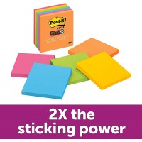 Post-it® Super Sticky Notes Rio de Janeiro Collection 654-6SSAU. 3 x 3 in (76mm x 76mm). 65 sheets/pad, 6 pads/pack