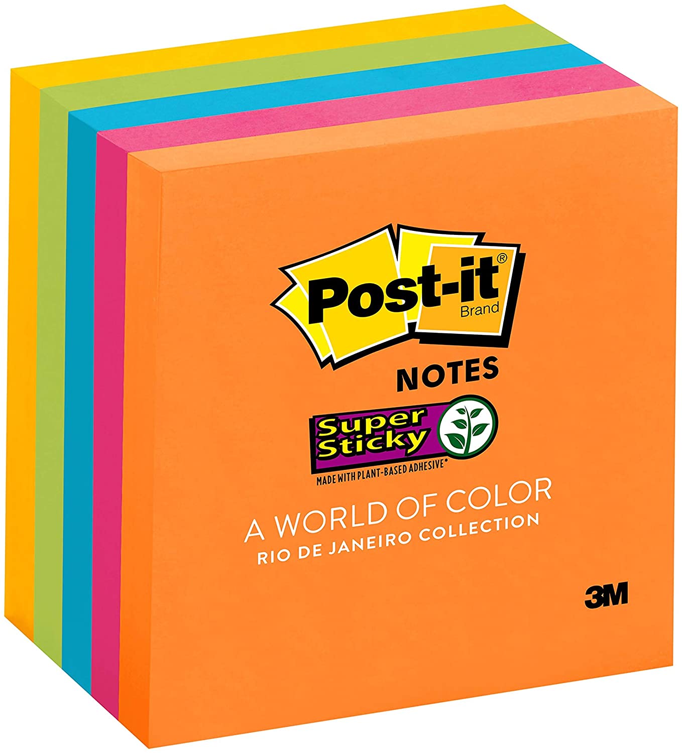 Post-it Pads in Rio de Janeiro Colors, Lined, 4 x 4, 90-Sheet Pads, 6/Pack  (6756SSUC)