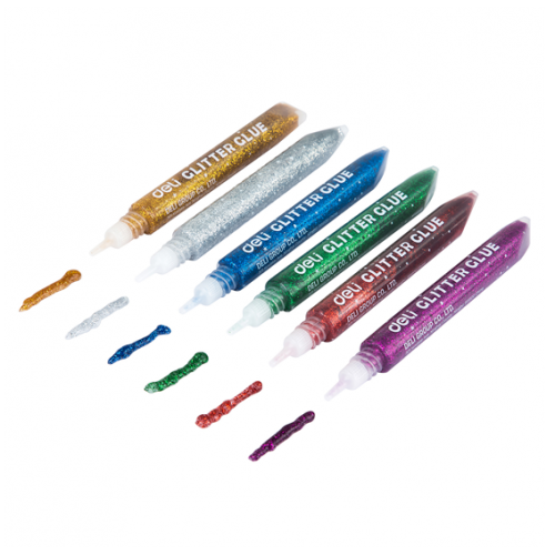 6 Colors Glitter Pen Deli Glitter Glue Painting Markers For