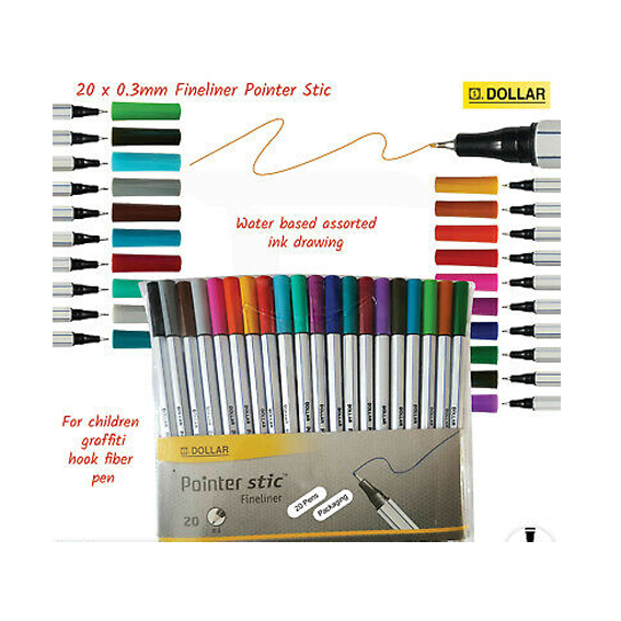 DOLLAR pointer 10 x 0.3mm Fine Liner BLACK Pens Sketching Drawing Writing